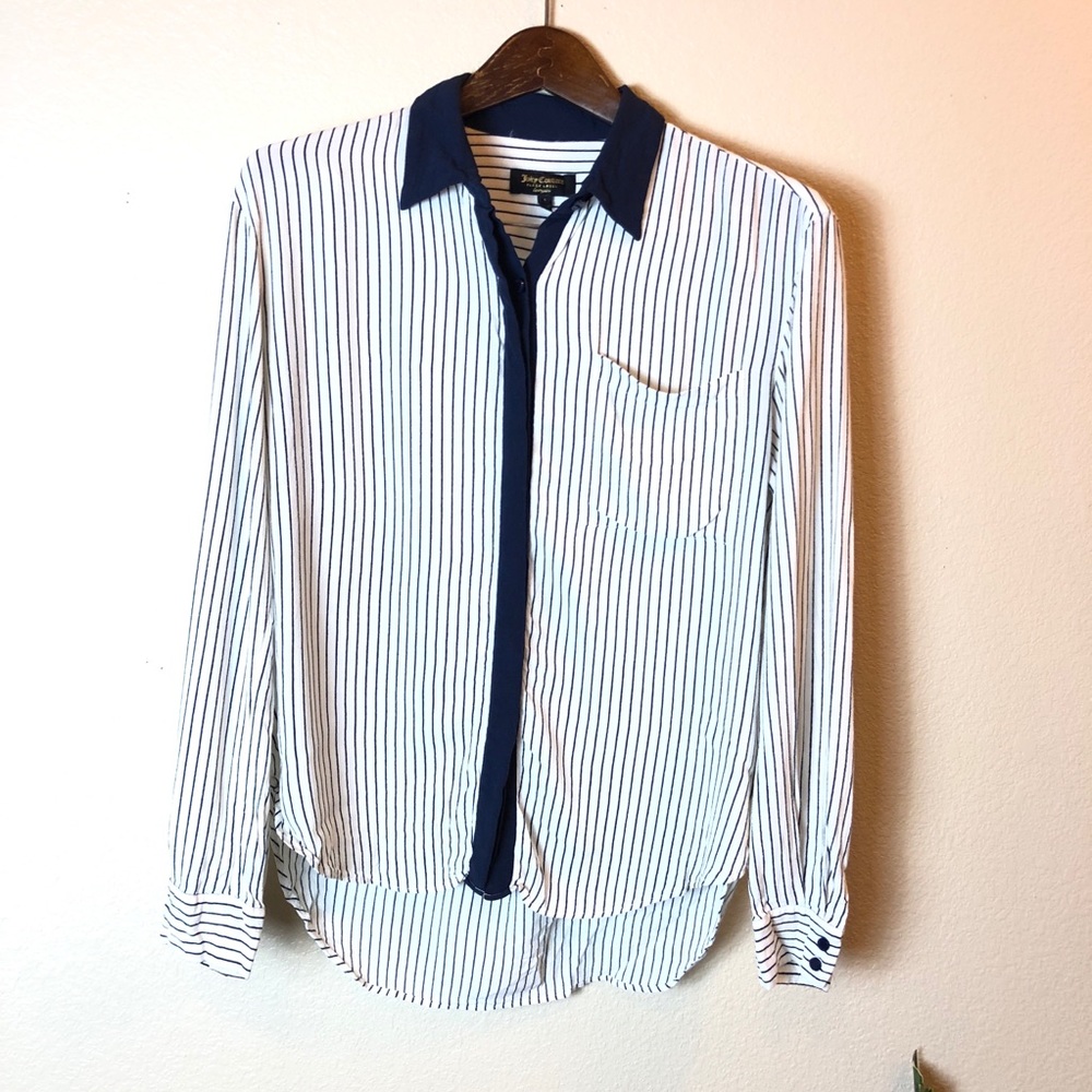 Juicy Couture || Striped Button Blouse Top
